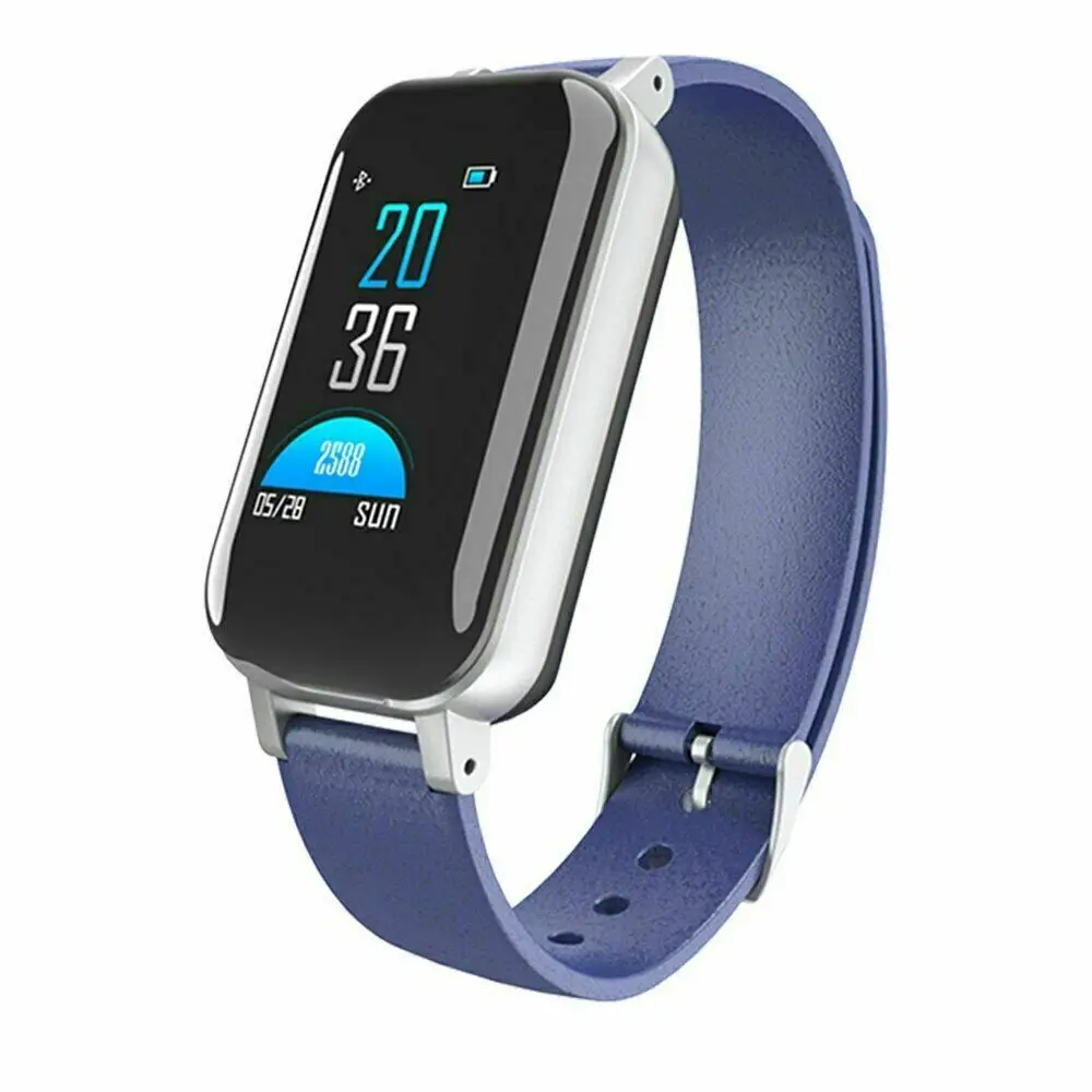 Dinto T89 умные часы Bluetooth гарнитуры TWS наушники Фитнес пульсометр Монитор артериального давления умный Браслет спортивный браслет - Цвет: Синий
