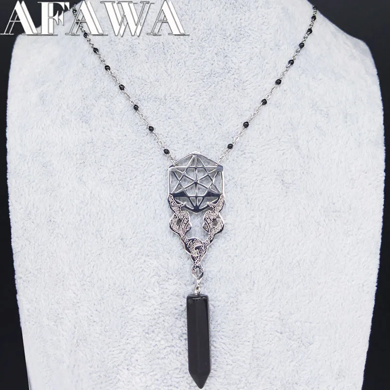 Женское Ожерелье Wicca из нержавеющей стали с шестиугольной звездой черная
