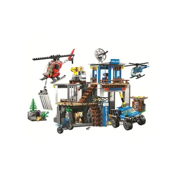 

New 705pcs City Series Mountain Police Headquarters Building Block Educational DIY Toy for Children Gift