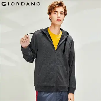 

Giordano Men Jackets Kanga Pocket Fleece Lined Hooded Jacket With Drawstring Zip Front Soild Chaquetas Para Hombre 13070828