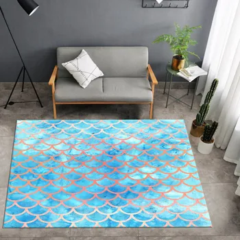 

Fish Scales Carpet 3D Print Mermaid Scale Rug Rainbow Cartoon Floor Carpet Outdoor Home Carpet For Living Room Baby Play Mat