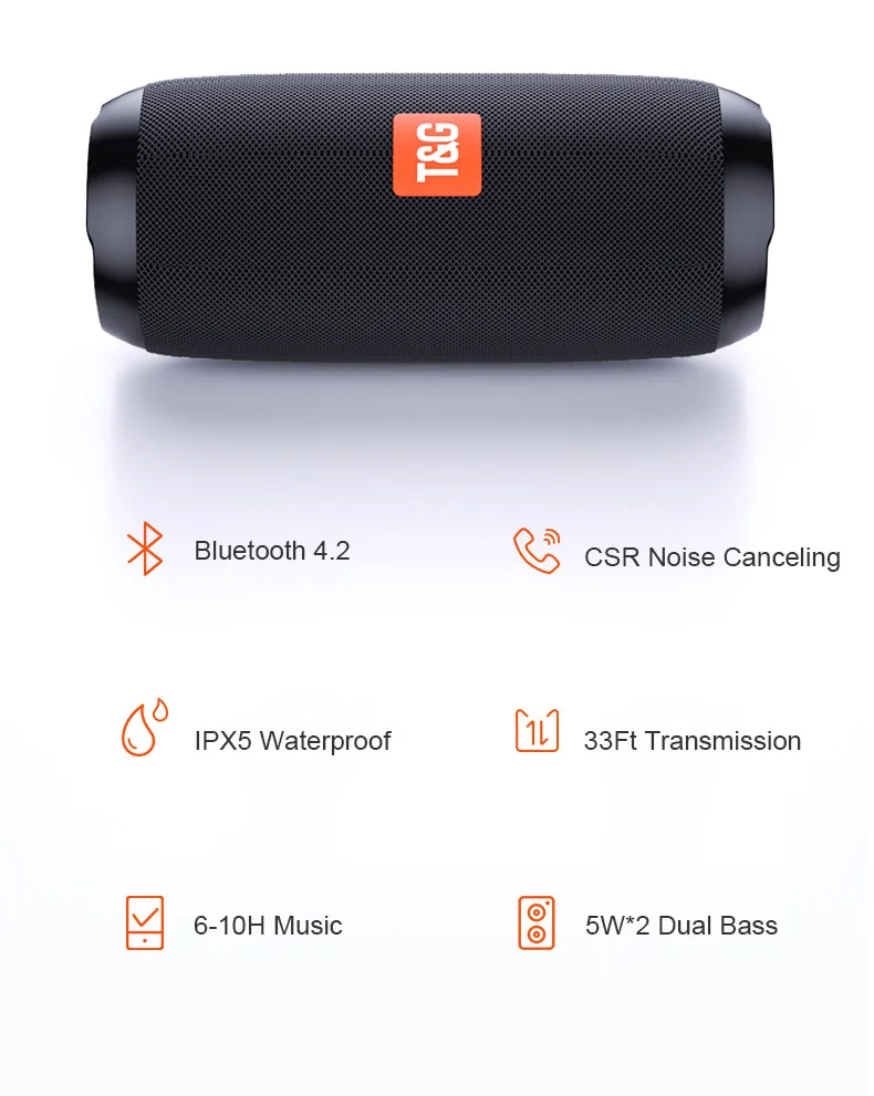 Портативный Bluetooth динамик 20 Вт Беспроводная бас Колонка водонепроницаемый открытый динамик поддержка AUX TF USB Сабвуфер громкий динамик TG117