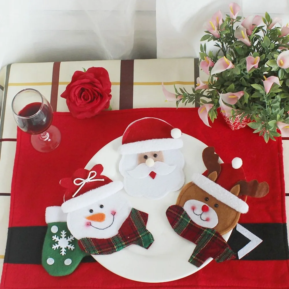 Рождественский декоративный костюм, держатели для столовых приборов, ножи для ножей, сумка для пожилых людей, снеговика и лося, столовые приборы