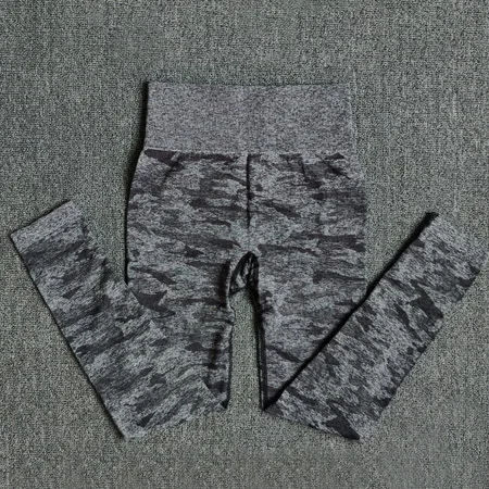 Black Leggings Камуфляжный комплект для йоги, женские бесшовные комплекты для тренировок, одежда для занятий йогой, леггинсы+ спортивный бюстгальтер, комплект спортивной одежды для бега - Цвет: Black Leggings