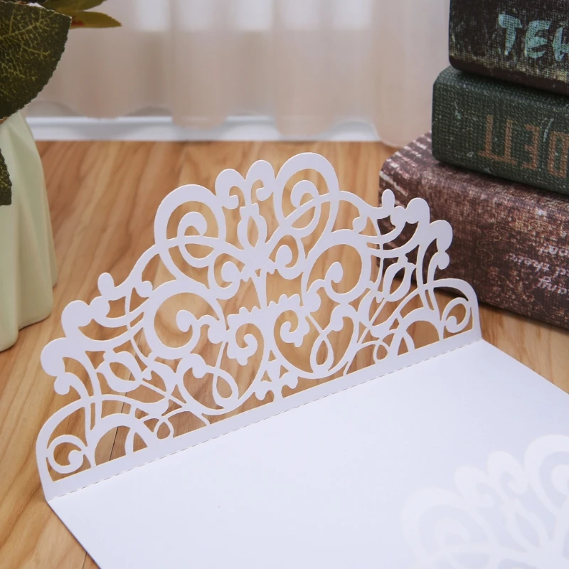  10Pcs Wedding Invitation Cards Kits With Envelopes Seals Personalized Printing D08D - 4.00036E+12