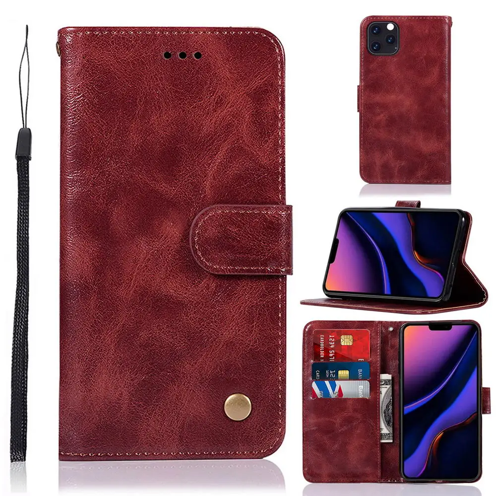 Wine red 3 шт./упак. для iPhone 11 Pro Max чехол из искусственной кожи и ТПУ с изображением бумажник чехол s для iPhone 11 для карт подставкой Megnetic Чехлы для телефона - Цвет: Wine red
