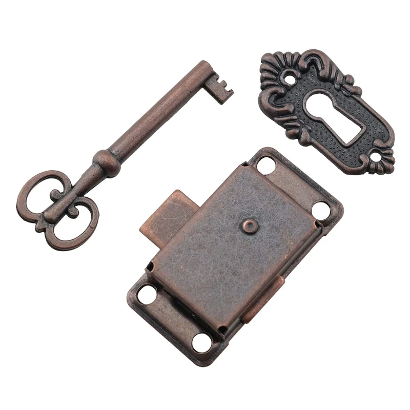 Drawer Lock Antique Hasp Vintage Iron Drawer Locks with Key Decorative Furniture Hardware for Wooden Jewelry Box Cabinet drawer lock