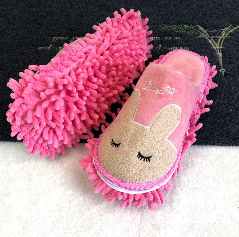 Floor Slippers rabbit Mop For Wash Household Thickened Rriped Double-layer Removable Washable Chenille Lazy Floor Household
