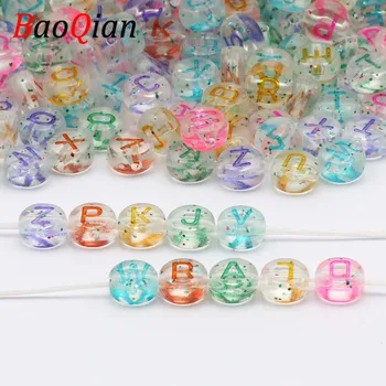 

100-500pcs Transparent Starry Sky Acrylic Colorful Letter Beads For Jewelry Making Charm Bracelet Necklace DIY Pacifier Chain
