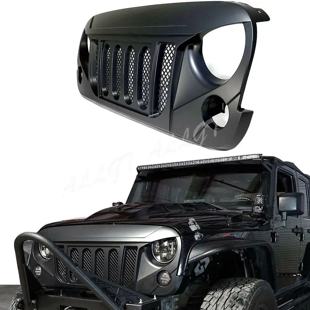 Front Grill Bumper upper grill For Jeep Wrangler JK 2007 2008 2009 2010 2011 2012 2013 2014 2015 2016 2017 Black Grille | Автомобили и