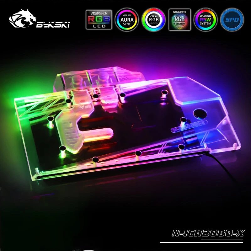 Bykski полный охват RGB/A-RGB GPU Блок Водяного Охлаждения для VGA Inno3D RTX2080, RTX2070 видеокарты N-ICH2080-X