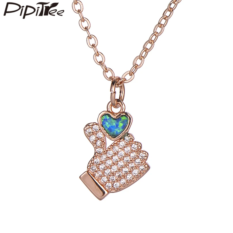 Ожерелье Pipitree My Heart с голубым огненным опалом ювелирные изделия для влюбленных