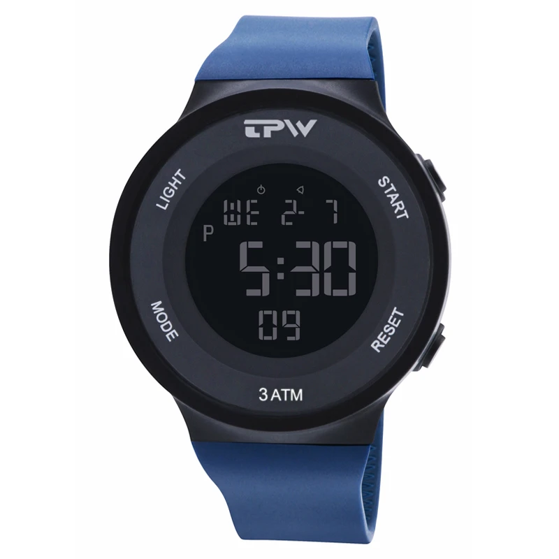 Мужские спортивные часы, секундомер, будильник, Chrono, цифровые часы, электронные, наручные часы для мужчин, водонепроницаемые, силиконовый ремешок, унисекс - Цвет: Navy Blue