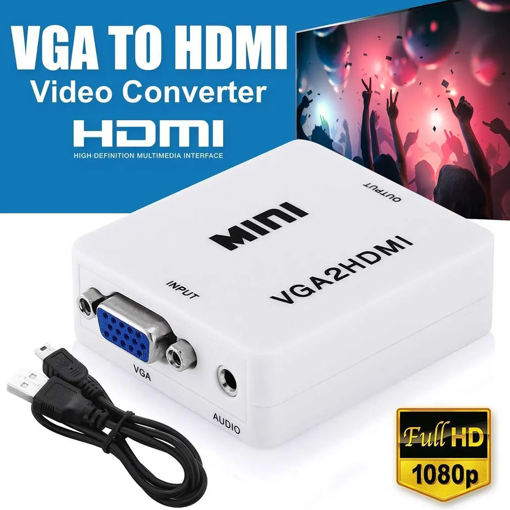 VGA2HDMI женский мини VGA в HDMI Full HD 1080P видео адаптер конвертер коробка с аудио мощность для ПК проектор ноутбук ТВ