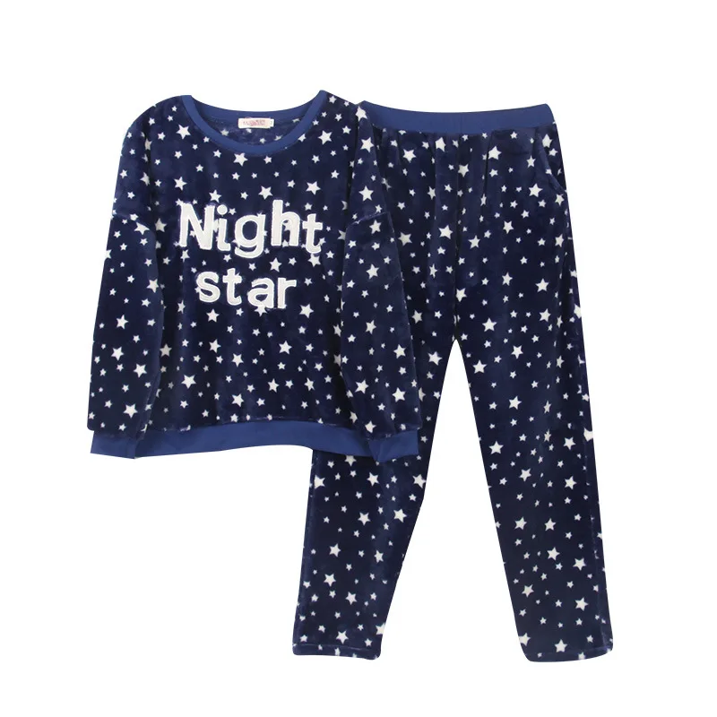 Autumn and Winter Coral Fleece Plus Velvet Warm Pajamas Women's Flannel Spring and Autumn Women's Korean Student Home Service