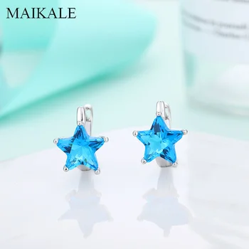 

MAIKALE Trendy Five-pointed Star Earrings Pentagram Colorful Cubic Zirconia Stud Earrings for Women Jewelry Fashion Accessories