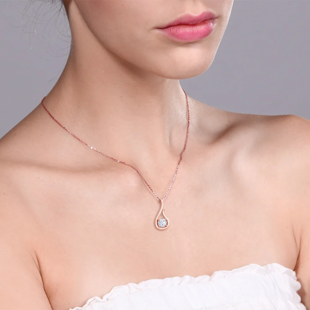Charles& Colvard, 0,50 карат, создан Муассанит, хорошее ювелирное изделие, 18 K, Розовая позолота, серебро, драгоценный камень, кулон, ожерелье для женщин