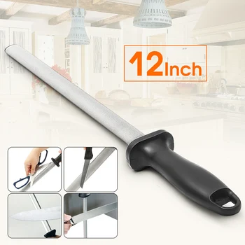

600# 12'' Professional Chef Knife Sharpener Rod Diamond Sharpening Stick Honing Steel For Kitchen Knife And Stainless Steel