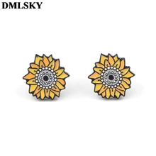 DMLSKY Van Gogh серьги-гвоздики Подсолнух мультфильм ювелирные изделия гипоаллергенно серьги гвоздики кулон для детей девочек милый подарок M3892