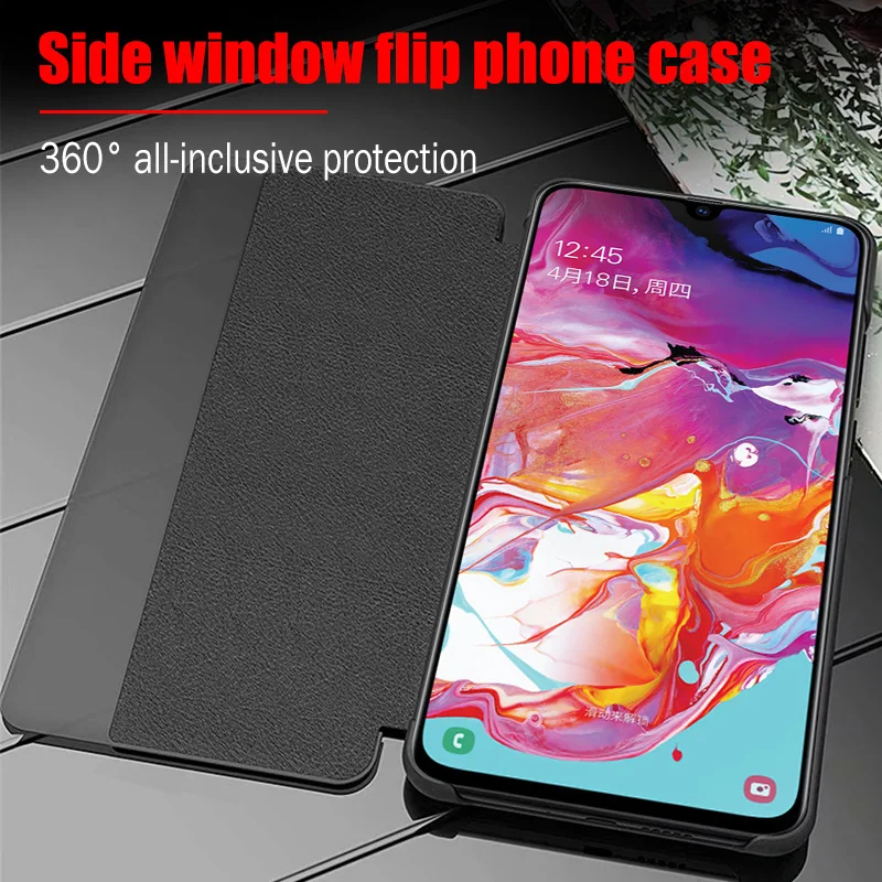 HD боковое окно мягкий кожаный чехол на samsung Galaxy A10 A20 A30 A40 A50 A60 A70 10 20 30 40 50 60 70 Телефон Защитная крышка