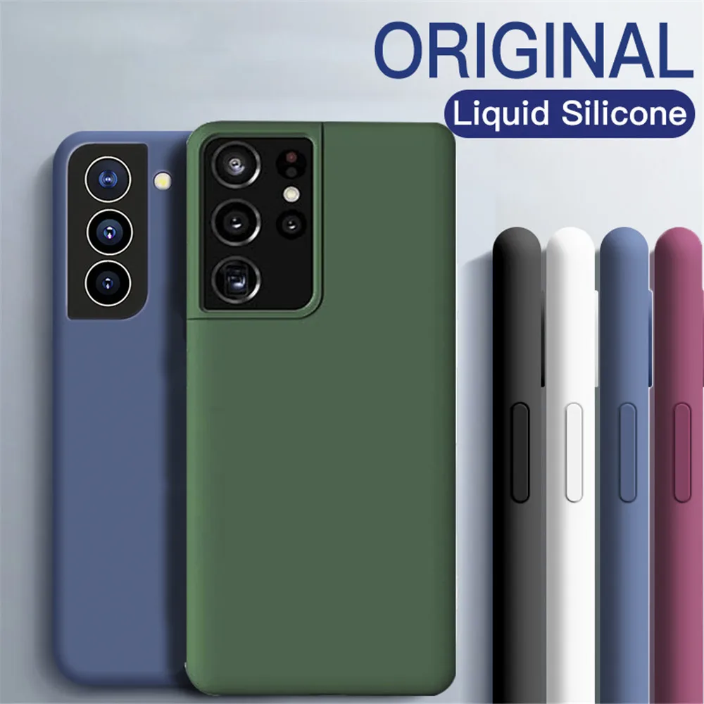 Funda Ultra Plus S21 Ultra Plus cubierta de silicona líquida suave TPU ultrafina estuche para Samsung Galaxy S21 Ultra Plus S 21 Ultra carcasa