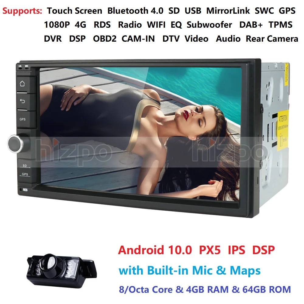 2 Din 7'' Octa core Universal Android 10.0 4GB RAM Car Radio Stereo GPS Navigation WiFi 1024*600 Touch Screen 2din NO DVD DSP BT