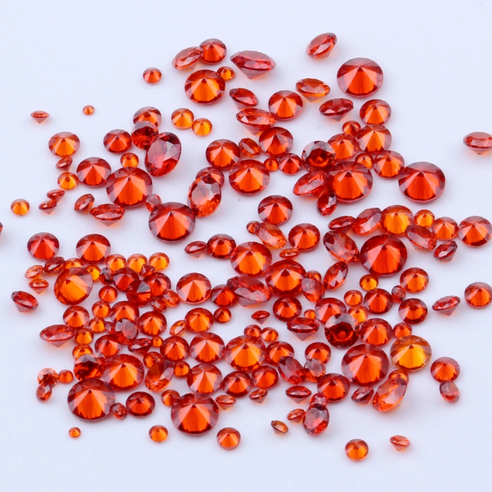 100pcs 1mm-4mm 5A And Mixed Sizes Round Beads Cut CZ Stone Brilliant Light Siam Color Cubic Zirconia Synthetic Gems stone