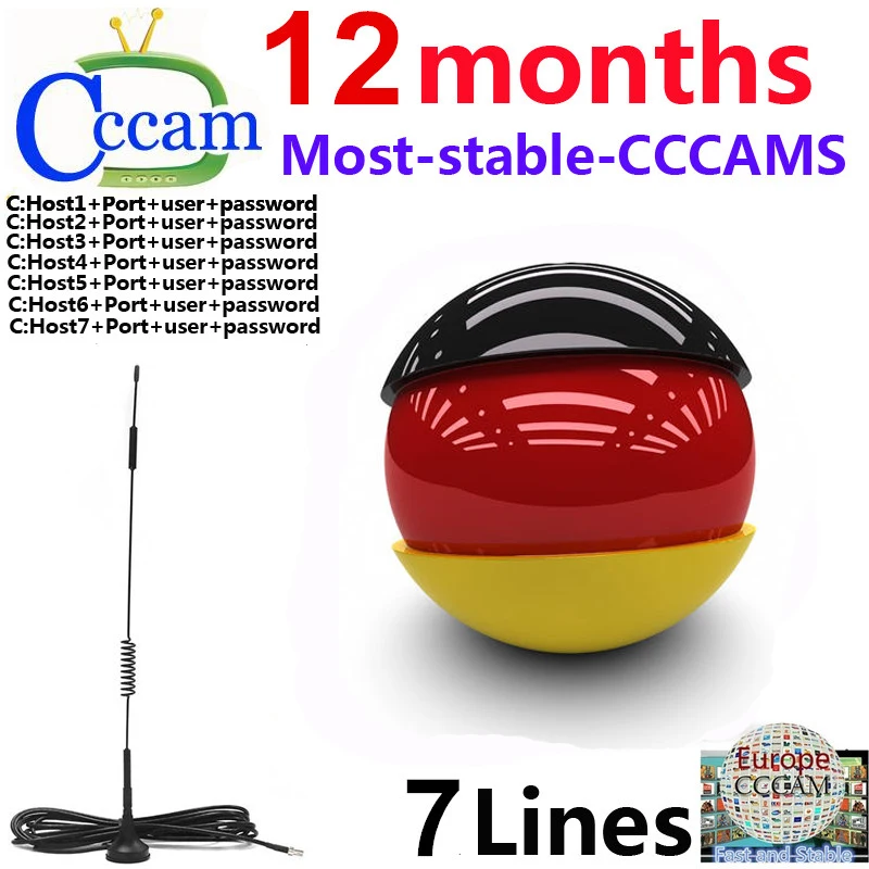

2020 Newest Fast Stable Europe 7 lines Cccam For 1 Year Spain Portugal Satellite Share Server Support DVB-S2 Satellite Receiver