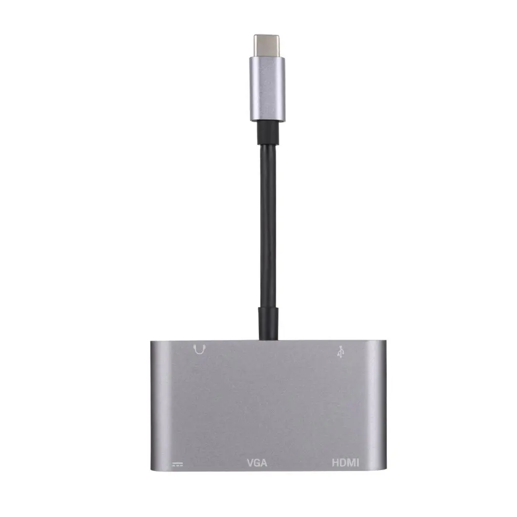 Концентратор USB type C 5 в 1 многопортовый адаптер type C к HDMI/VGA/3,5 мм/USB 3,0/PD адаптер для зарядки конвертер, USB C к VGA адаптер