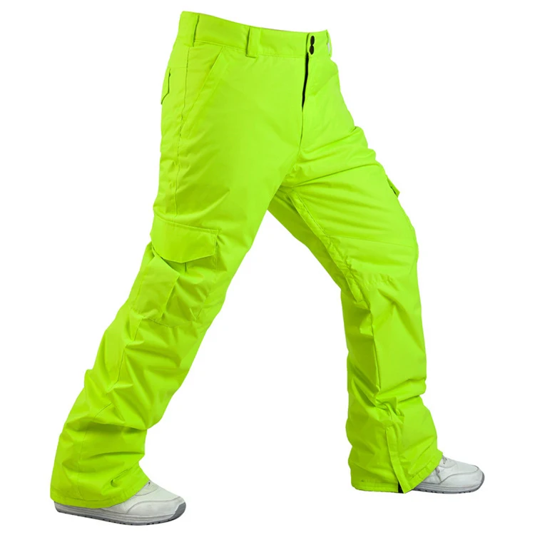 Зимние штаны мужские толстые теплые спортивные сноуборд брюки для мужчин хлопок водонепроницаемый Сноубординг брюки уличная Лыжная одежда - Цвет: Зеленый