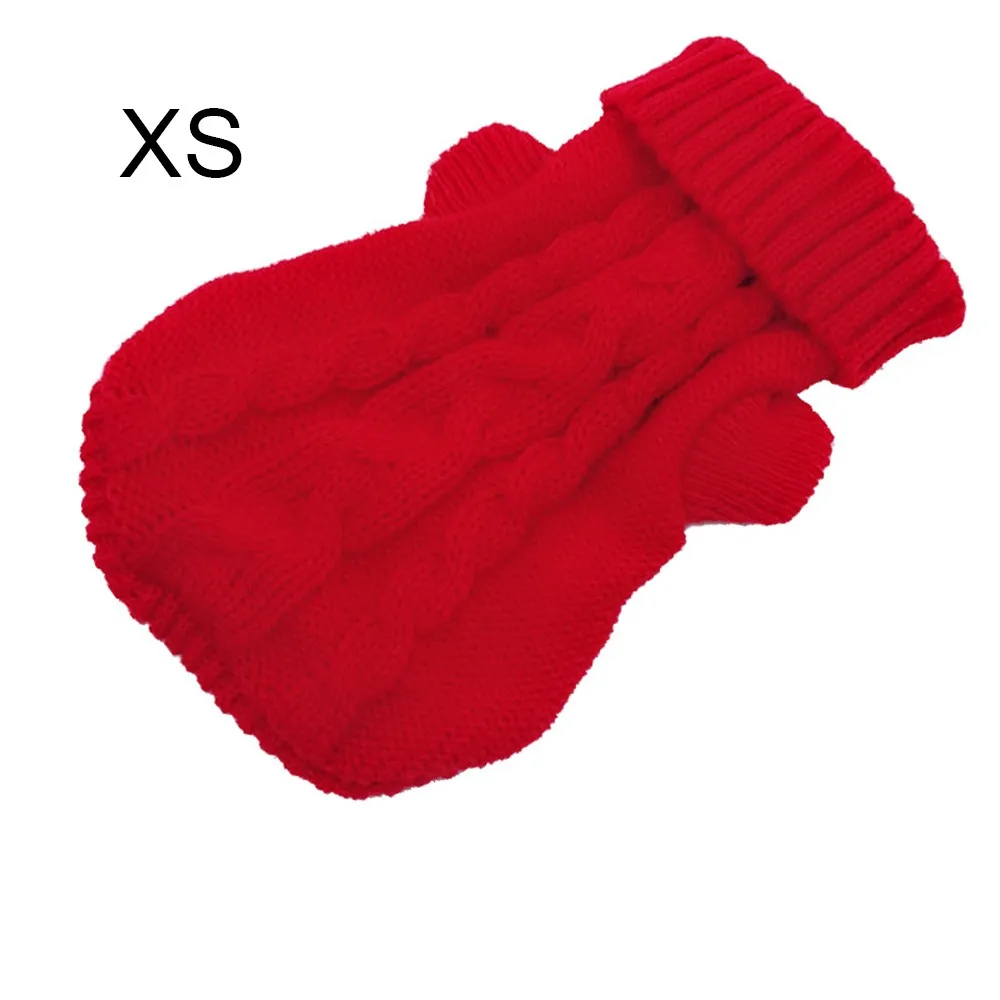 RED Pet Warm Knitted Jumper Solid Colors Cat Dog Three-dimensional Cross-knit Crochet Sweater Coat Jacket Clothes Pet Supplies - Цвет: RED