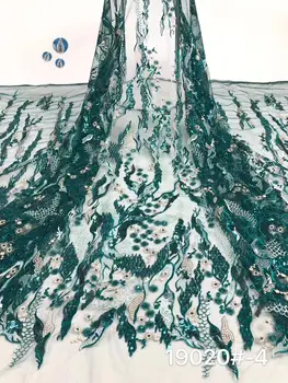 

Latest African sequins Embroidery Tulle Lace Fabric 2019 High Quality French Lace Fabric With Sequins DPOC104