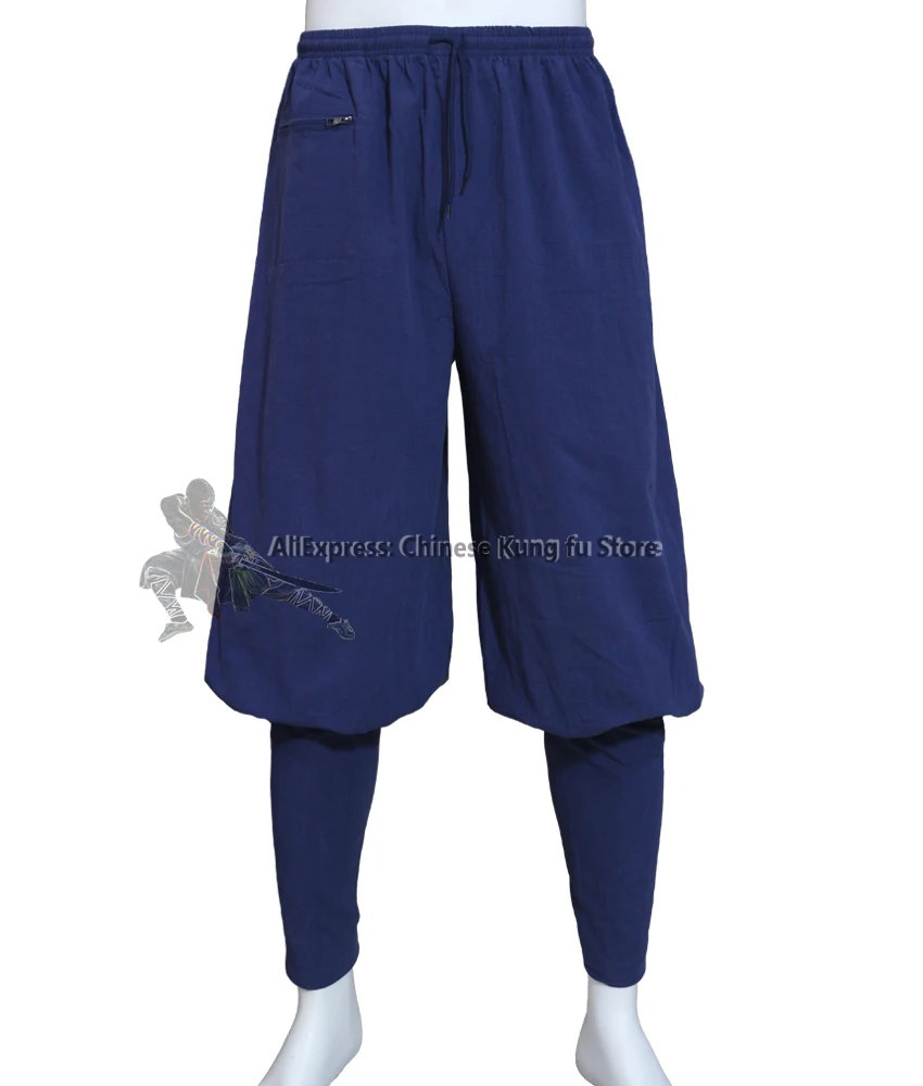 High Quality Soft Cotton Buddhist Shaolin Monk Kung fu Pants Tai chi Wing Chun Martial arts Trousers 4 Colors