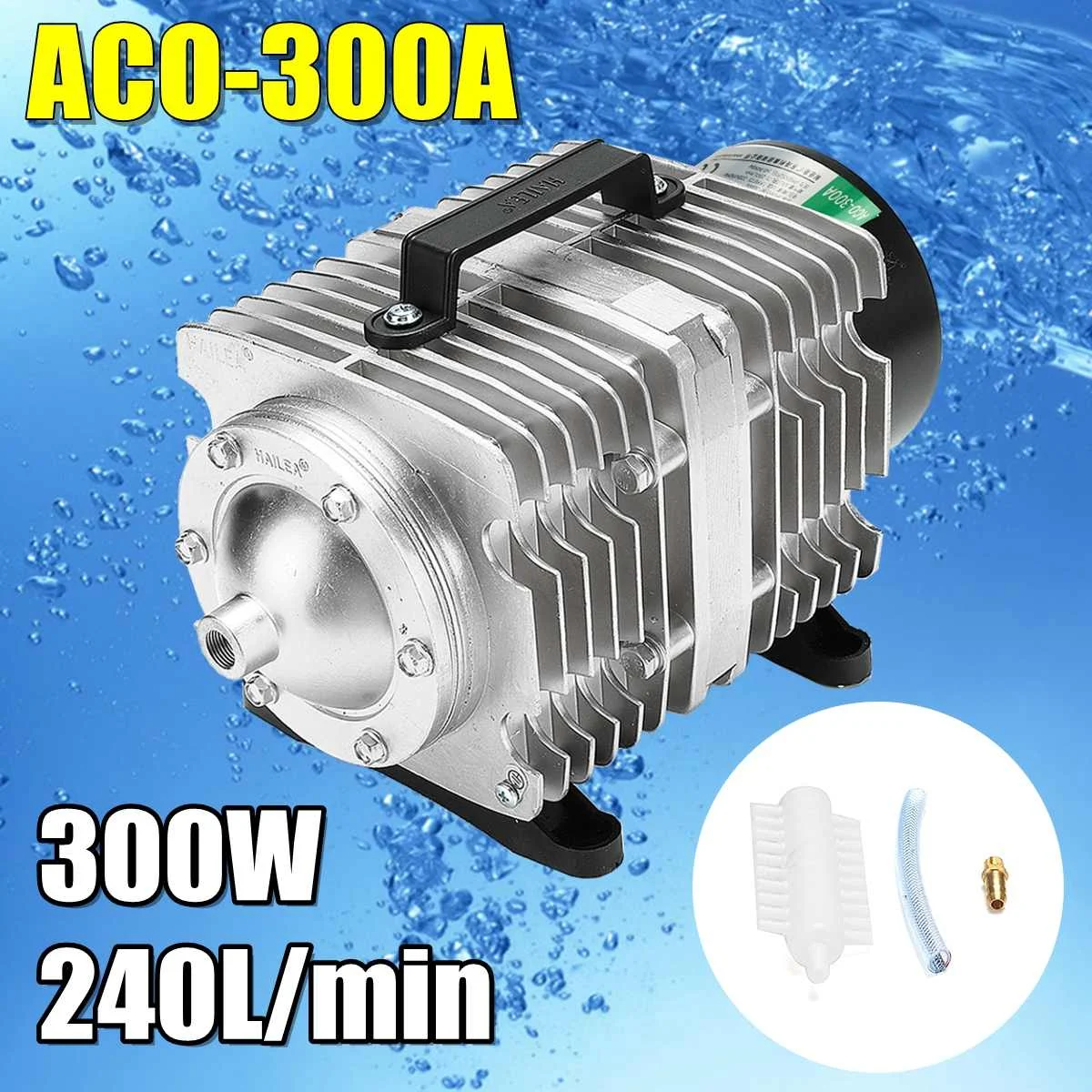 Baratos 300W AC 220V 240L min compresor de aire ACO 300A 0.04Mpa bomba de acuario electromagnética oxígeno acuario compresor de estanque de peces