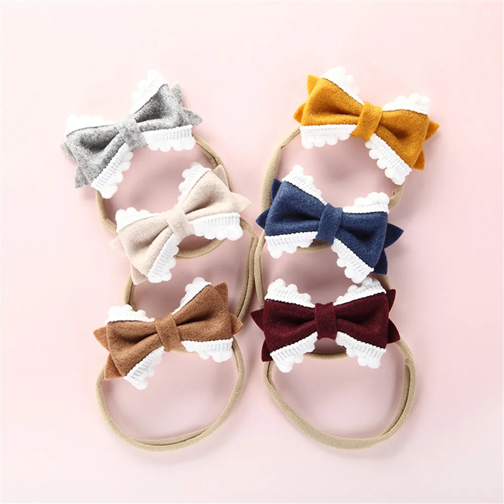 1pcs Lovely bow headbands for girls cute bows nylon headband soft elastic head band for girls Christmas Gift Hair Accessories