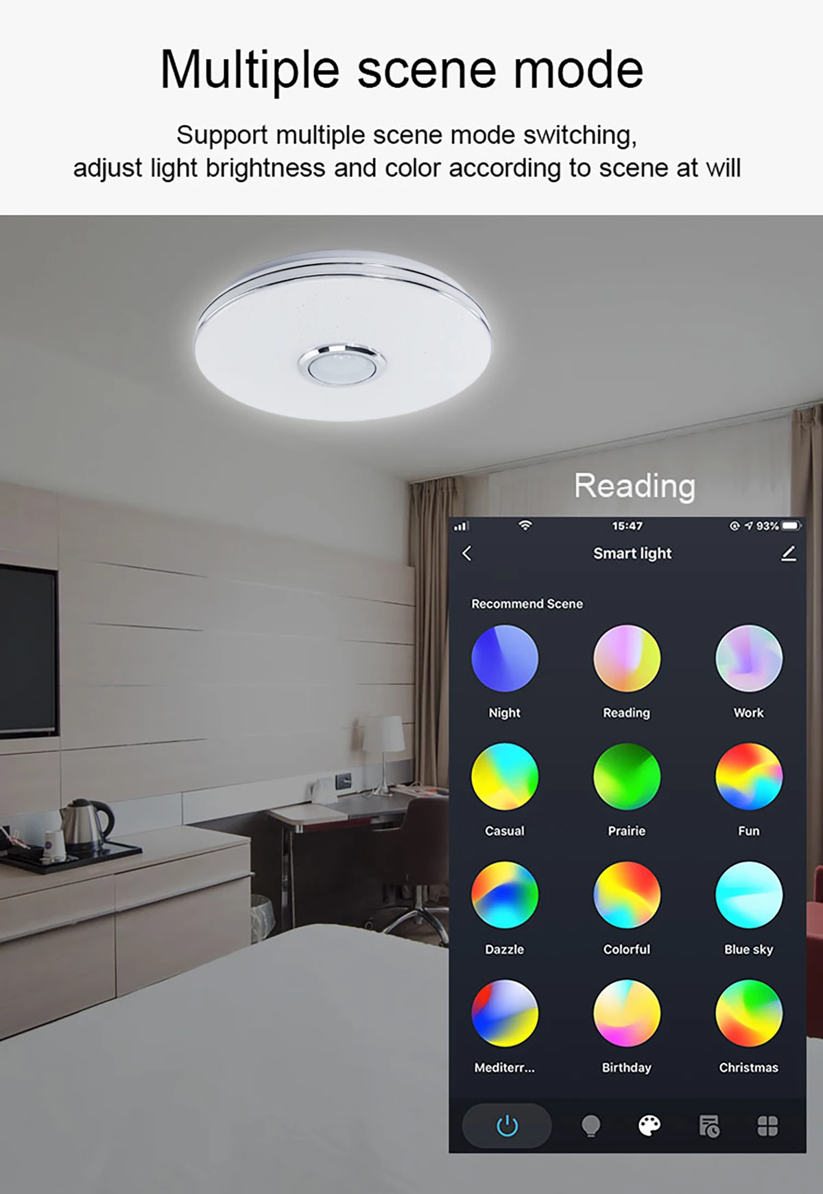 SONMEEN 33CM WiFi Modern RGB LED Ceiling Light Home APP Bluetooth Music Smart Lamp+Remote Control For Google Assistant/Alexa downlights