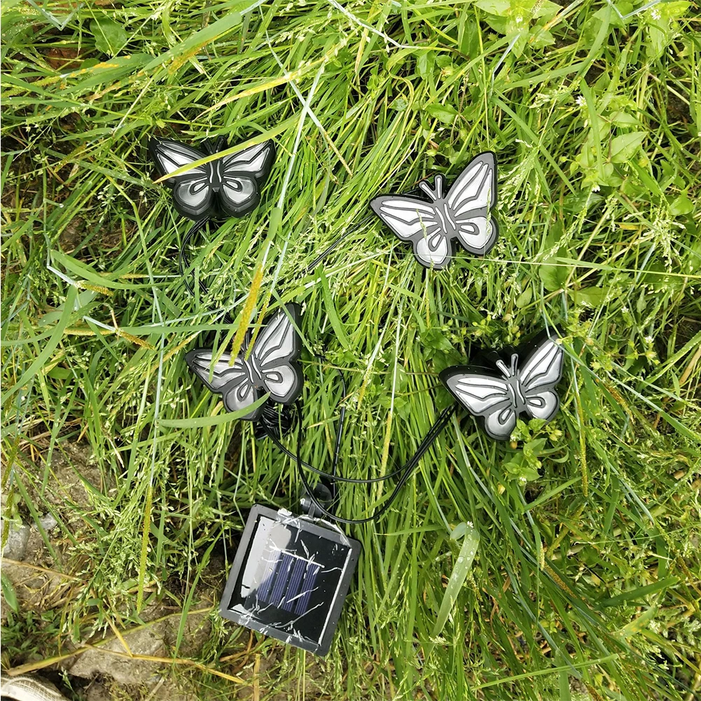 Home Fence Waterproof Colorful Butterfly Easy Install Landscape Led Patio Decorative Outdoor Lawn Solar Powered Garden Lamps
