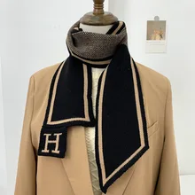 Christmas Pure Cotton Lady Big Shawl Imitation Cashmere Scarf Soft Skin-friendly Thickening Warm Letter Printing Shawl Scarf