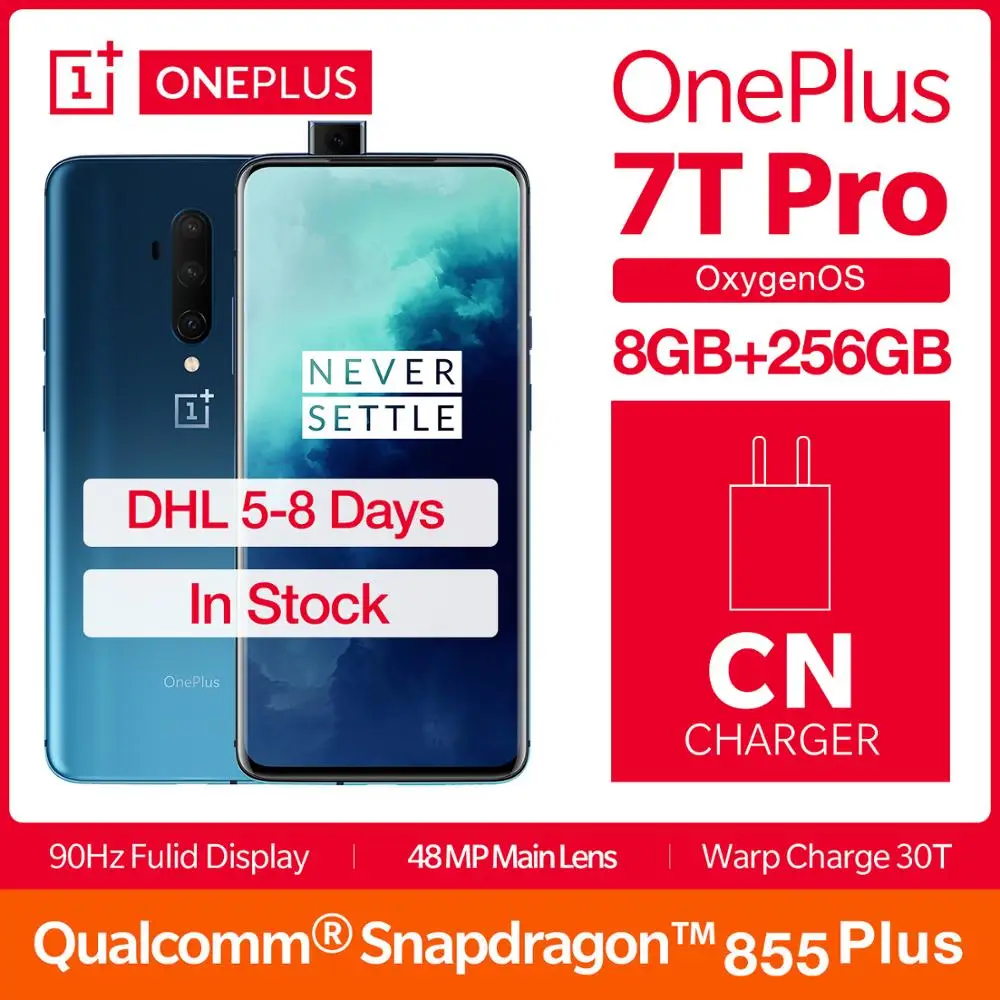 Смартфон OnePlus 7T Pro с глобальной прошивкой, 8 ГБ, 256 ГБ, Восьмиядерный процессор Snapdragon 855 Plus, дисплей 6,67 дюйма, 90 Гц, NFC UFS 3,0, 4085 мА/ч