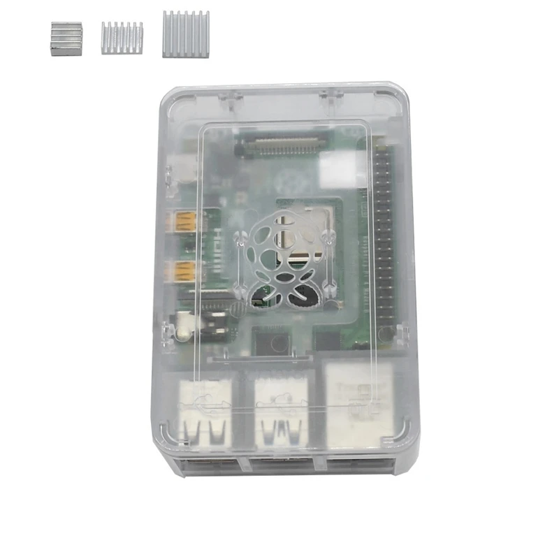 

For Raspberry Pi 4 Model B 4G RAM ABS Case with Silver Heatsinks Support 2.4 / 5.0 GHz WIFI Bluetooth 5.0 for RPI 4 DIY Kit(Tran