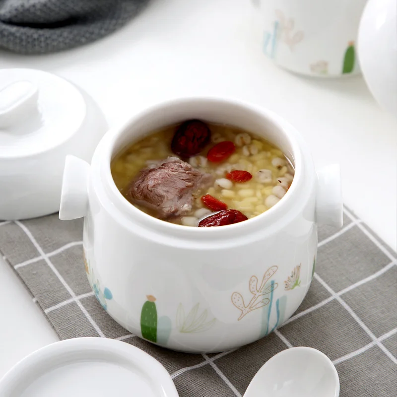 Тушеная кастрюля с двойной крышкой и ручкой суп паровой суп чаша чашка для приготовления на пару мясо говяжье яйцо керамическая Мультиварка Большая маленькая