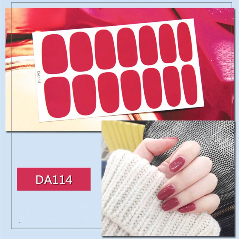14 насадок/листов, цветные блестящие наклейки для ногтей, наклейки для самостоятельного дизайна, водонепроницаемые наклейки для ногтей, украшения, маникюр, Прямая поставка - Цвет: DA114