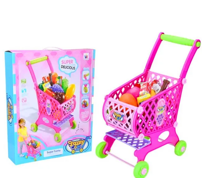 

Large Size Children Play House Kitchen Toy Shopping Cart Fruit Happy Earnestly Model Cart Educational Toy