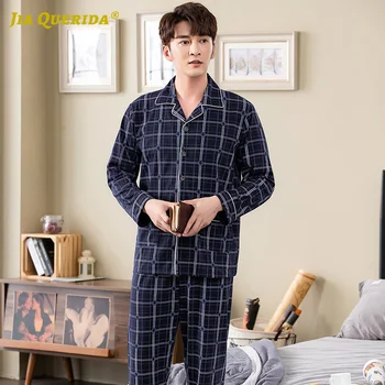 

Plaid Printing Long Sleeve Long Pants Sleepwear Fashion Style Casual Style Homesuit Homeclothes Turn Down Collar Man Clothes