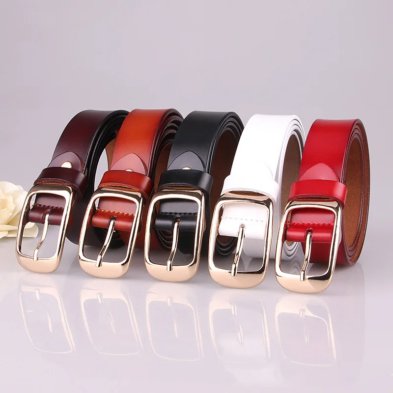 

2019 Designer Genuine Leather Belt Women Square Pin Buckle Luxury Cowhide Strap Casual Simple Waistband Fashion Jeans Belt