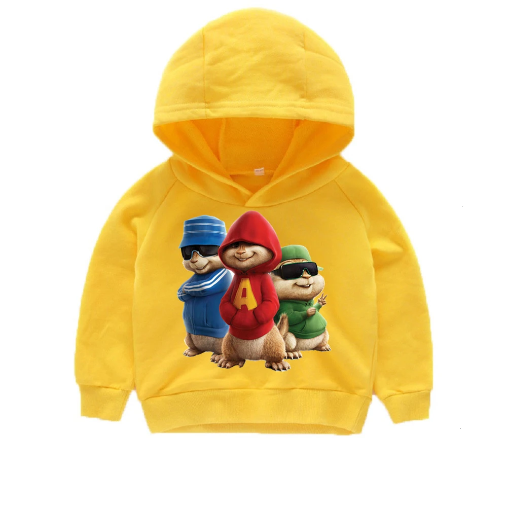 Зимняя толстовка с капюшоном и принтом «Alvin And The Chipmunks», забавные детские топы с круглым вырезом для мальчиков и девочек, детские топы с героями мультфильмов - Цвет: as picture