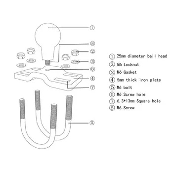 

Double U-Bolt Mounting Base Motorcycle Bike Handlebar Rail Mount Base Phone Holder Stand with Ball for Gopro Camera for Garmin