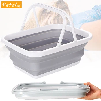 

Petshy Pet Foldable Bath Tub Portable Plastic Dog Bath Tub Showering for Cat Dogs Bathtub Bathroom Accessories for Washing Clean