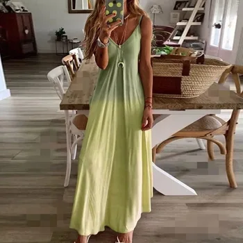

Women's V-Neck Printed Long Dress Sexy Spaghetti Belt Sleeveless Dress Plus Size Boho Beach Casual A-Line Dress Summer Plus Size