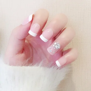 

Newly 24pcs False Nails French Tips Art Design Fake Nail Tips Full Cover Nails with Glue CLA88